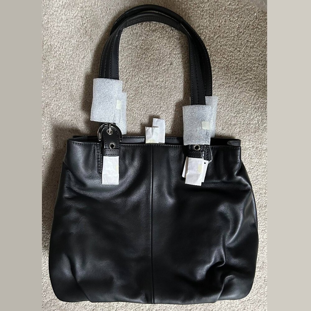 Vintage Coach North South Soho black leather hobo bag